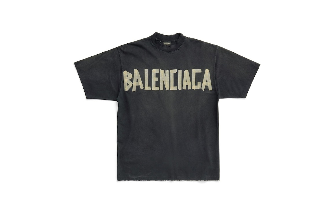 Pre-owned Balenciaga Tape Type Medium Fit T-shirt Black Faded