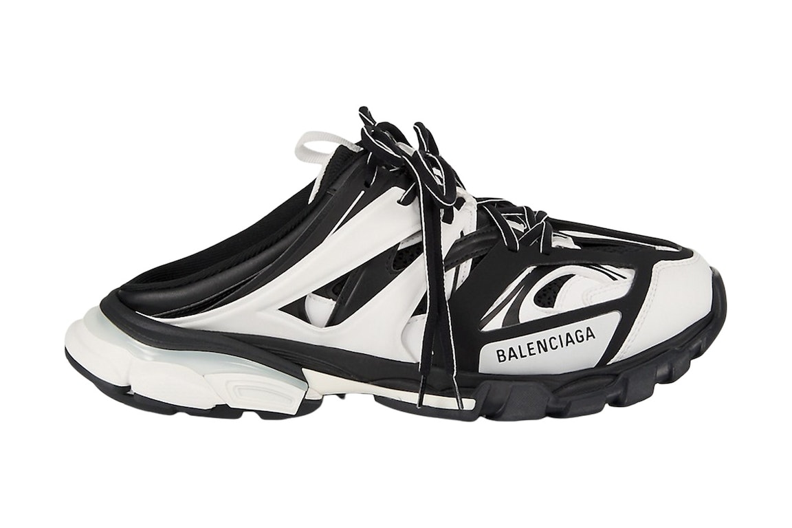 Pre-owned Balenciaga Track Mule Black White In Black/white