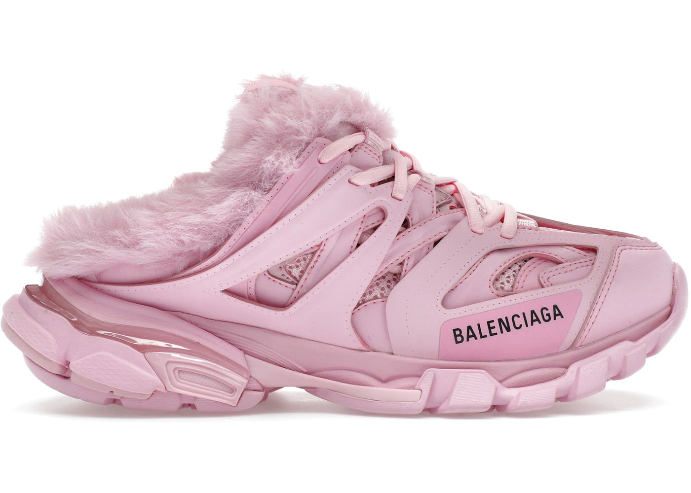 Balenciaga Track Mule Rose Fausse Fourrure (femme) Style