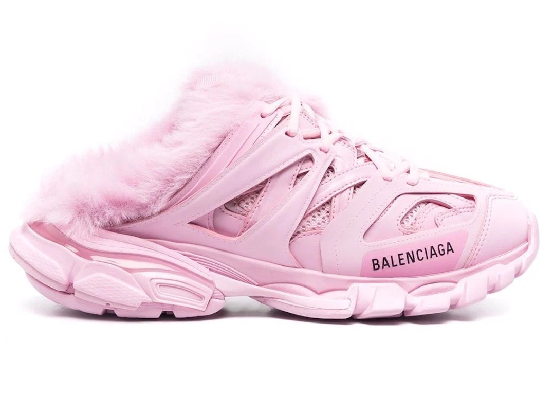 Pre-owned Balenciaga Track Mule Pink Faux Fur (women's)