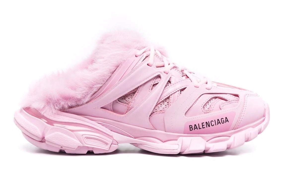 Pre-owned Balenciaga Track Mule Pink Faux Fur (women's)