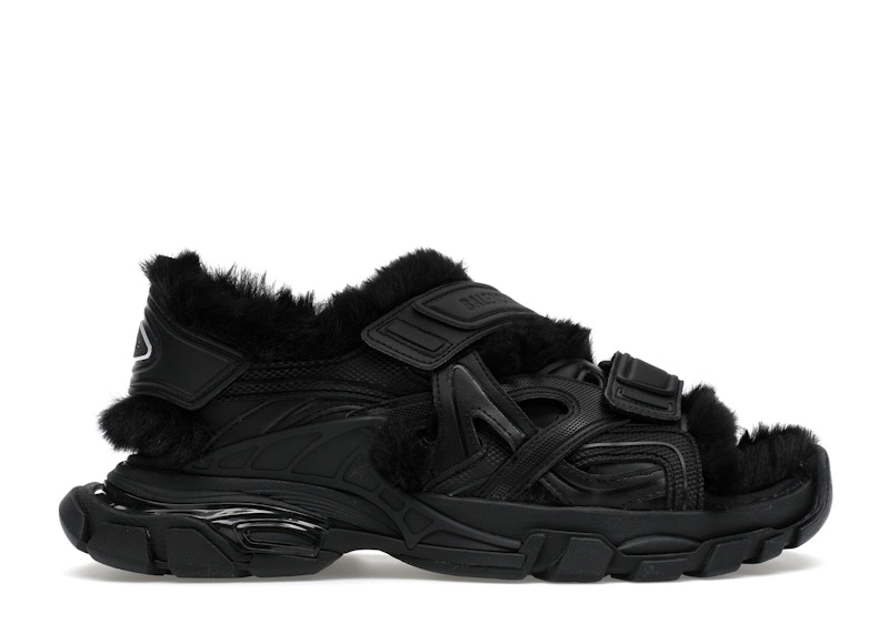 Pre-owned Balenciaga Track Sandal Fake Fur (women's) Sneakers In Black