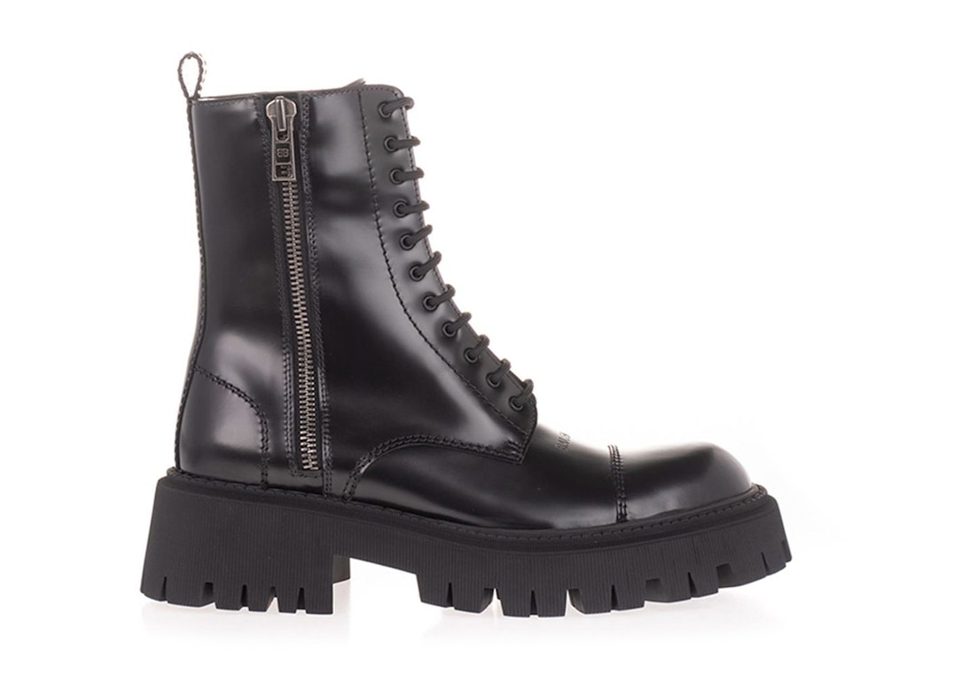 Pre-owned Balenciaga Tractor 20mm Zip Up Boot Black