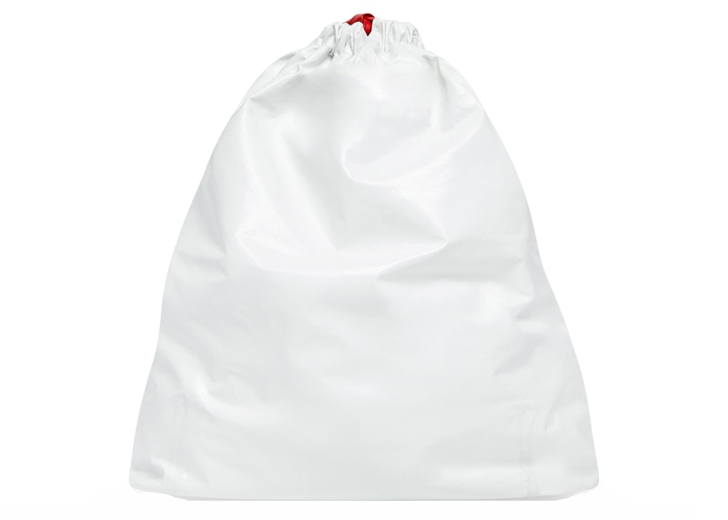 Balenciaga Trash Bag Large Pouch White/Red in Calfskin Leather - US