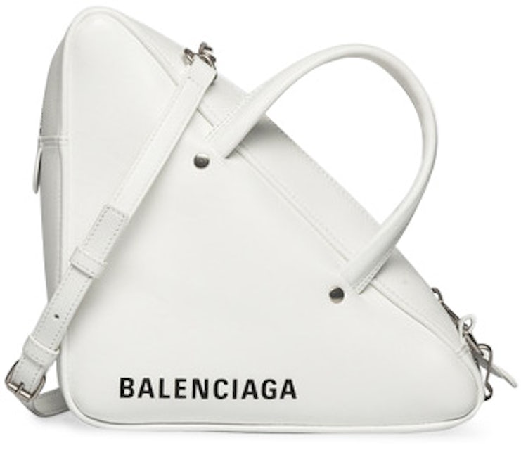 Balenciaga Triangle Duffle S White in Calfskin with Silver-tone - US
