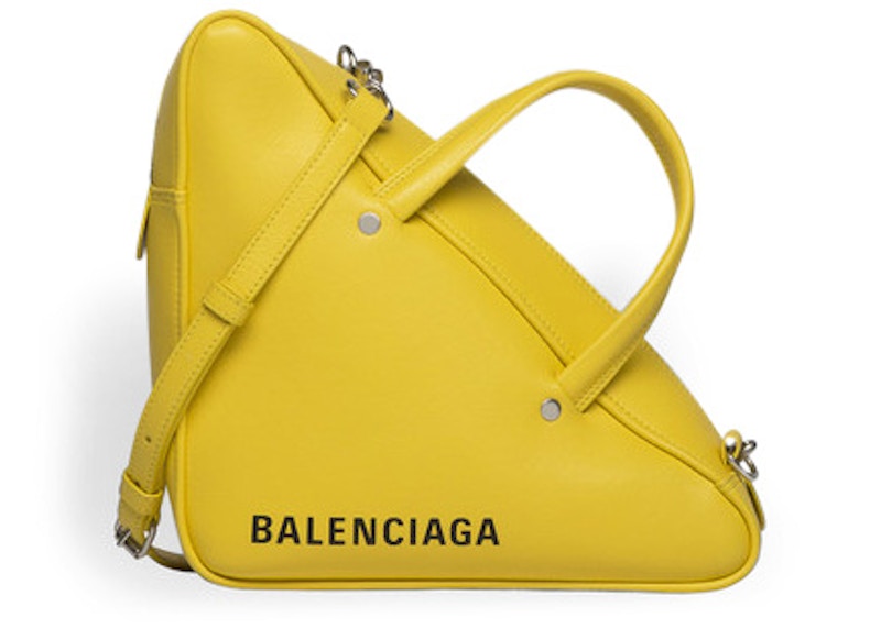 Balenciaga Triangle Duffle S Yellow in Calfskin Leather with Silver