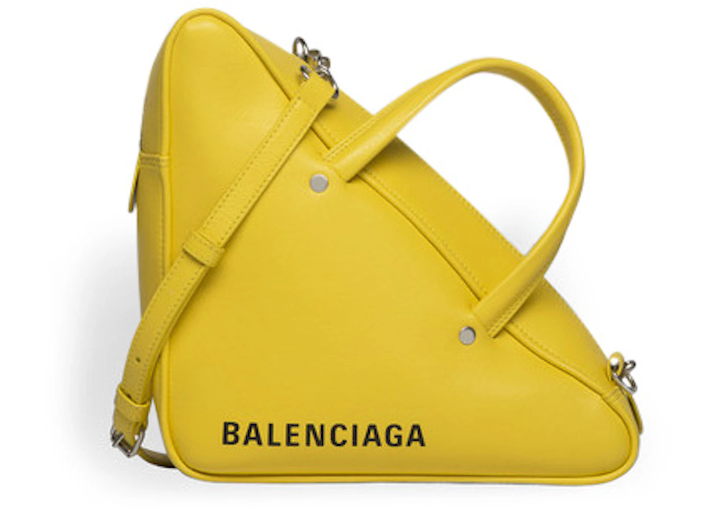 Balenciaga Triangle Duffle S Yellow in Calfskin Leather with Silver ...