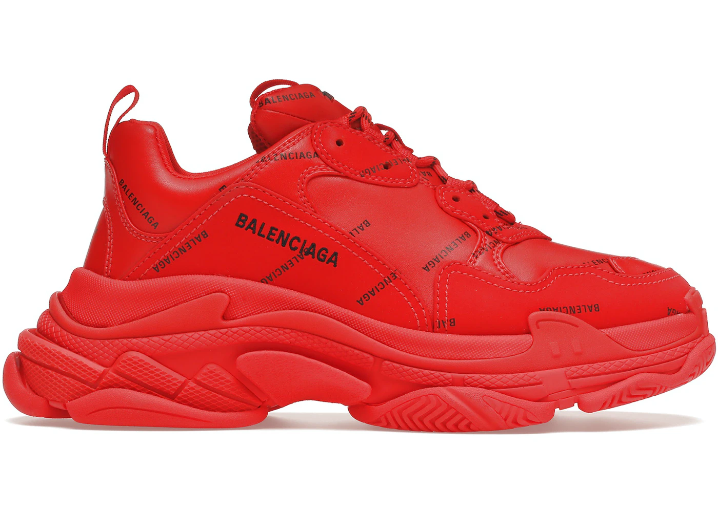 Balenciaga Triple S Logo-Print Faux Leather Red low top sneakers - Sneak in  Peace