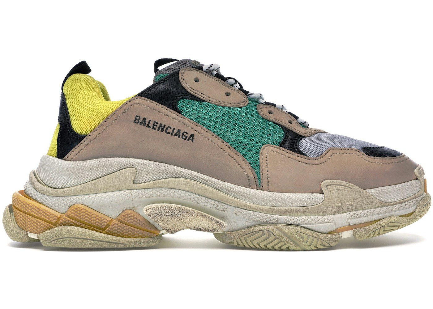 Balenciaga Triple S Beige Green Yellow 18 Reissue Sneakers Balenciaga Triple S Beige Green Yellow 18 Reissue Sneakers
