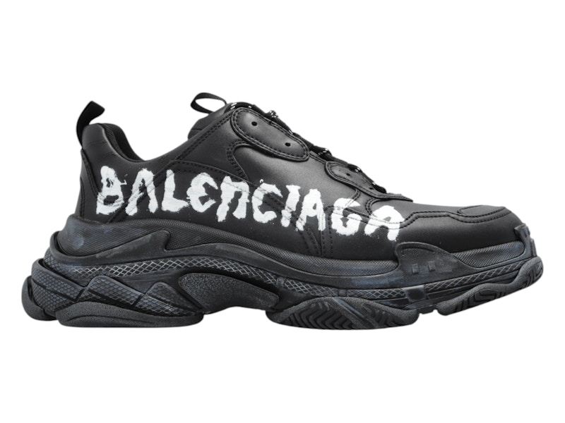 関税込【BALENCIAGA】トリプルS Black Size 7 - Balenciaga Triple S Sneaker Allover Logo - Black