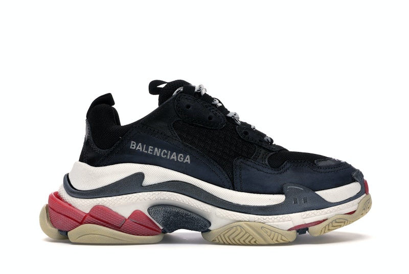 Pre-owned Balenciaga Women's Triple S (2018 Reissue) Sneakers In Black/white/red In Multi