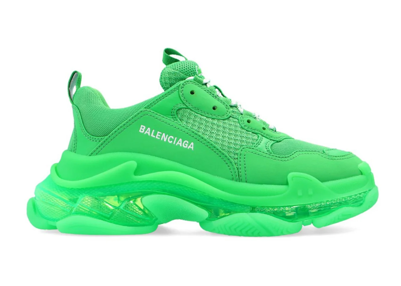 Balenciaga triple s neon green 2024 clear sole