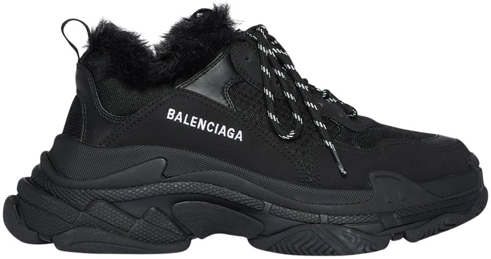 Tilstand derefter får Balenciaga Triple S Fake Fur Black (Women's) - 668562W3CQ51000 - US