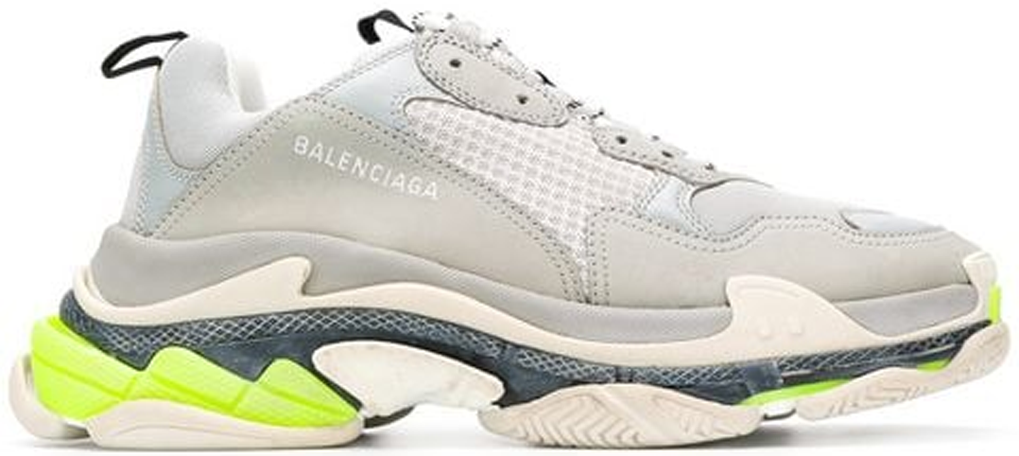 Balenciaga GreyNeon Mesh Nubuck And Leather Triple S Platform Sneakers  Size 44 Balenciaga  TLC
