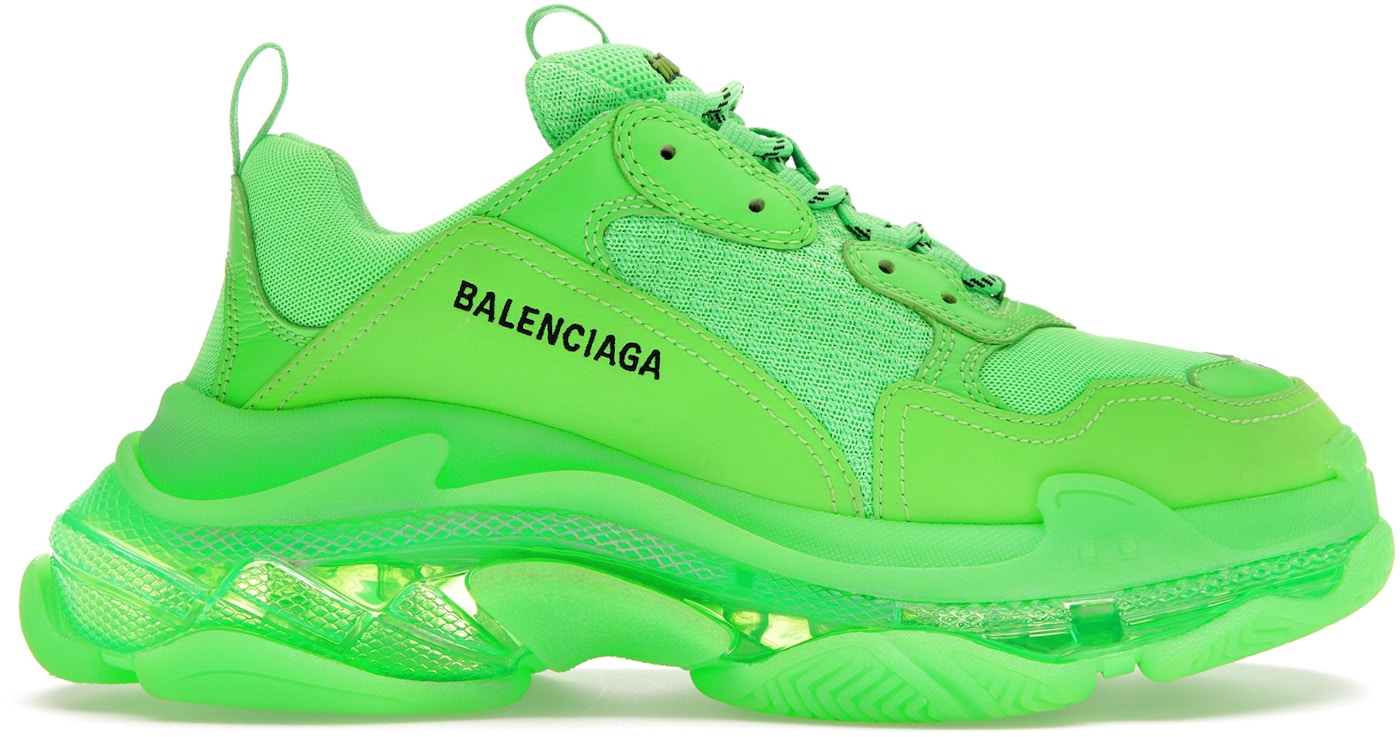 Balenciaga Triple S Neon Green Clear Sole W09ol 3801 Balenciaga Triple S Neon Green Clear Sole W09ol 3801