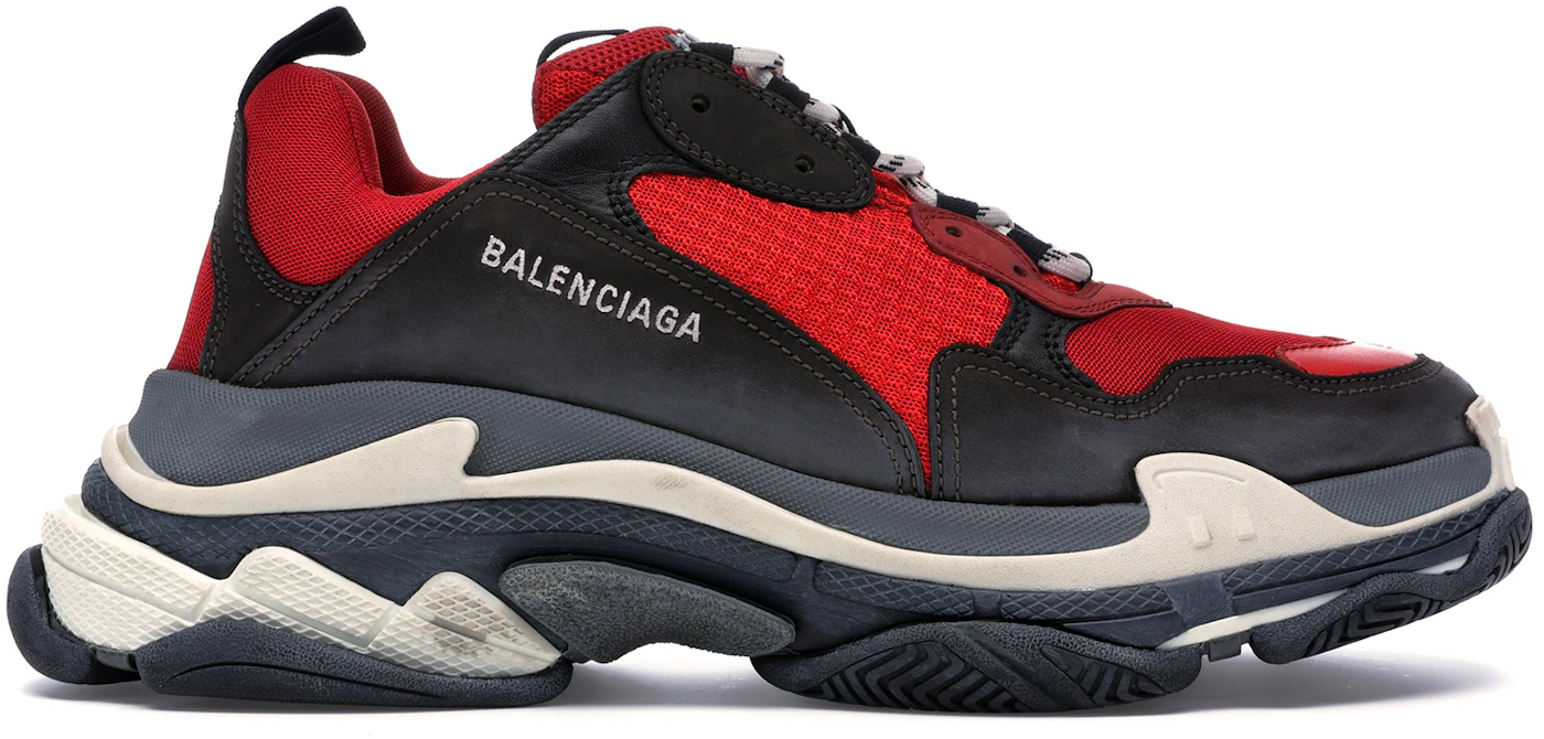 Balenciaga Red and Black Triple S Sneakers  Balenciaga triple s, Balenciaga  shoes, Leather sneakers