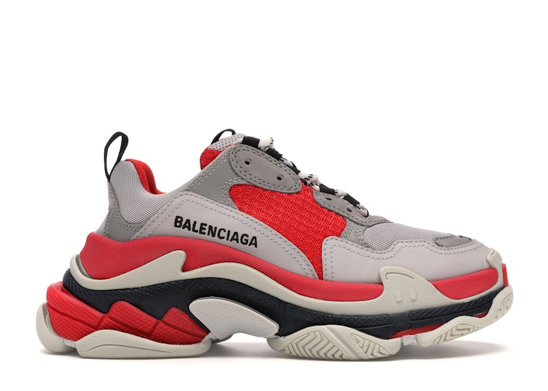 grey red balenciaga triple s