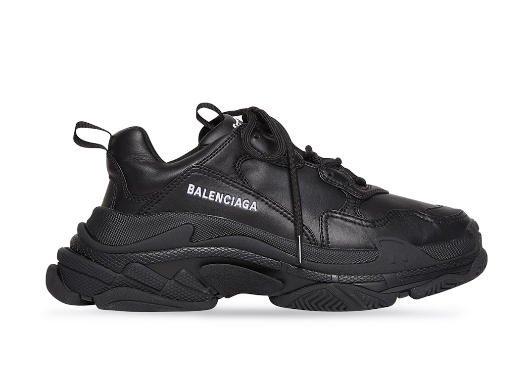 Pre-owned Balenciaga Triple S Synthetic Leather Triple Black (women's) In Black/black/black