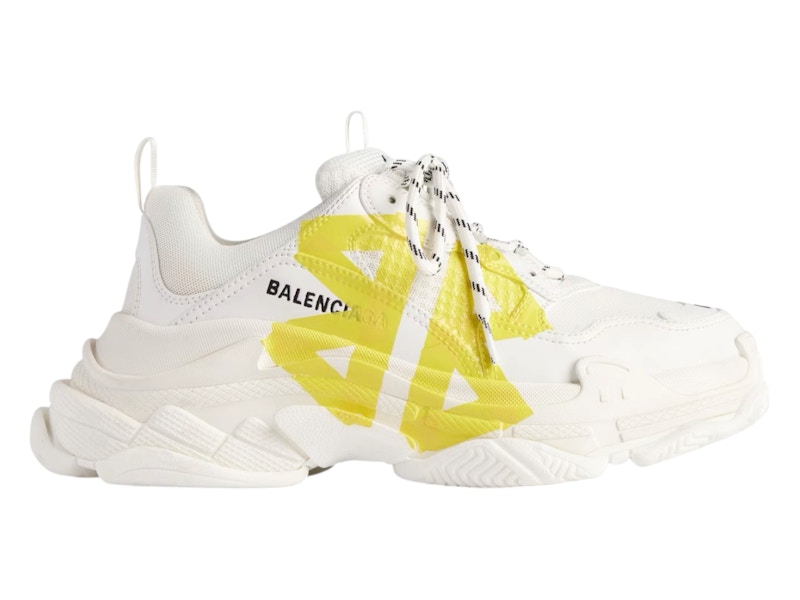 BALENCIAGA ホワイトイエロー サンダル BALENCIAGA Rubber Mesh Bi-Color Womens Track.2 Open Sneakers