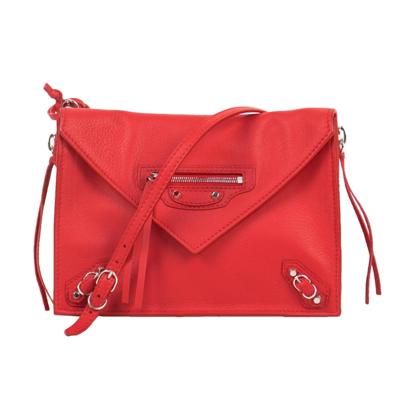 Balenciaga Triple Zip Around Papier XS Red in Leather with Silver