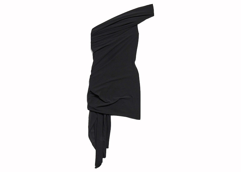 【BALENCIAGA】BALENCIAGA Crepe Mini Dress BLACK Balenciaga Black Crepe Gathered Mini Dress L Balenciaga | TLC