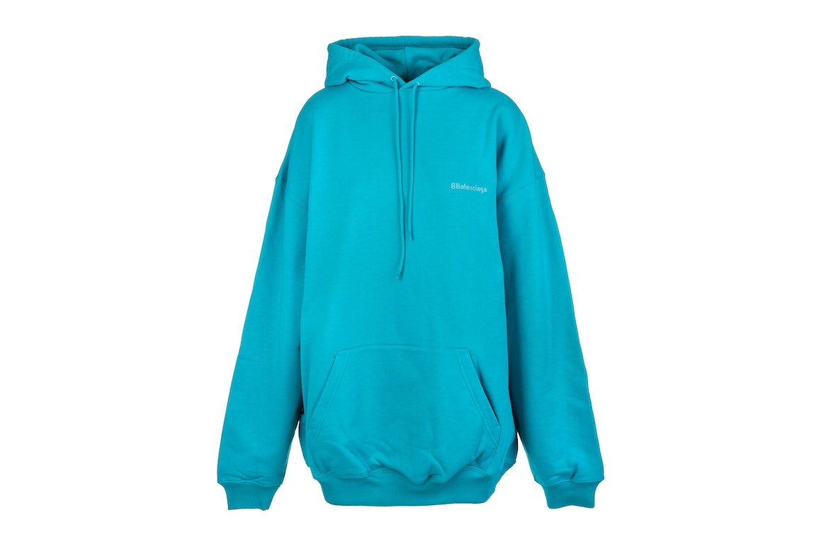 Pre-owned Balenciaga Unisex Bb Oversize Hoodie Turquoise