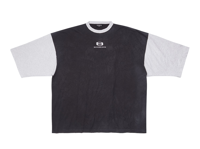Balenciaga Unity 3/4 Sleeve Oversized T-Shirt Black/Light Grey