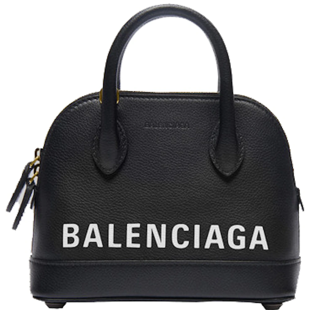 Balenciaga Ville Top Handle Bag XXS Black in Grained Calfskin Leather ...