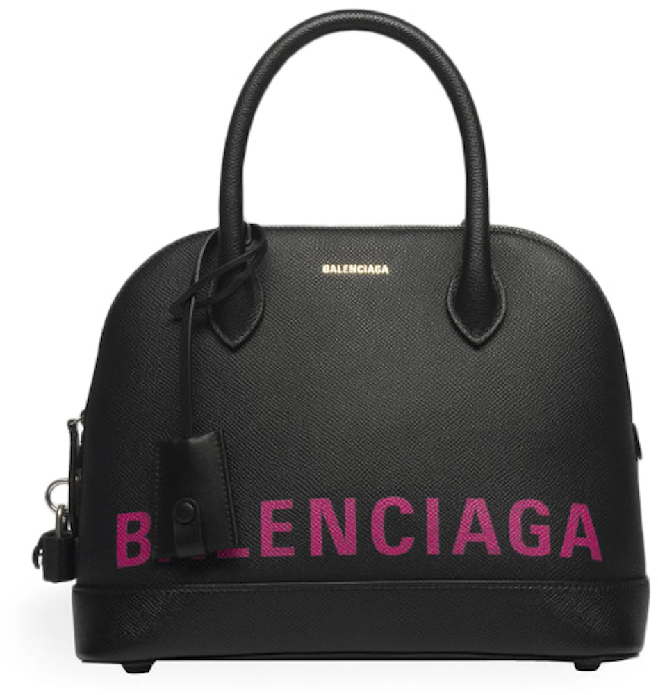 BALENCIAGA Signature Grained Calfskin XXS Ville Top Handle Bag Acid Pink  Light Black 1294812