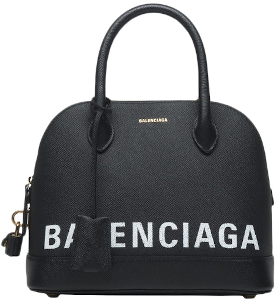 Balenciaga Ville Top Handle S Black/White in Calfskin Leather with Gold ...