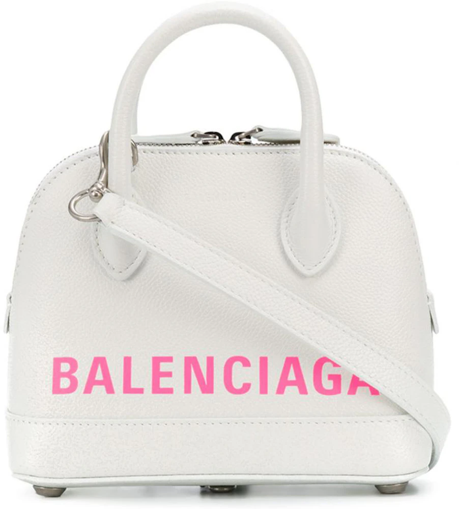 BALENCIAGA Grained Calfskin XXS Ville Top Handle Bag White 1294811