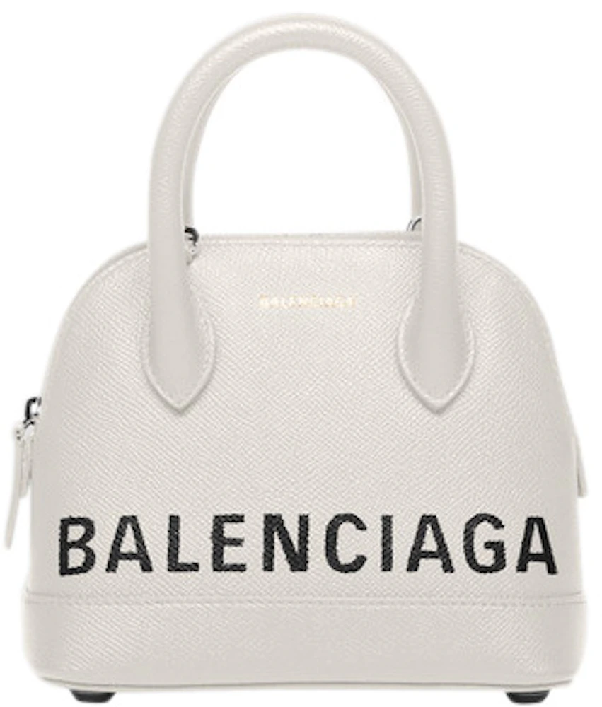 Balenciaga Ville Top Handle XXS White/Black in Calfskin Leather with ...