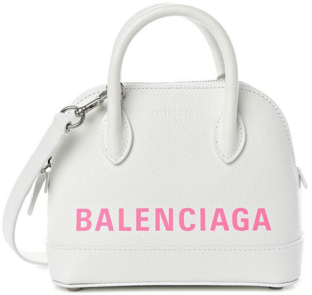 Betjening mulig butik royalty Balenciaga Ville Top Handle XXS White/Pink in Calfskin with Silver-tone