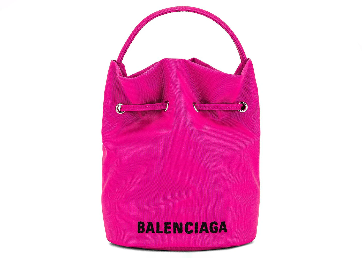 BALENCIAGA Nylon Wheel Logo Bucket Bag XS Pink 1051922
