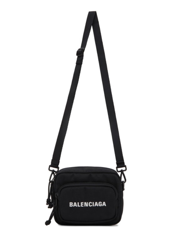 Pre-owned Balenciaga Wheel Logo Embroidered Camera Bag Black