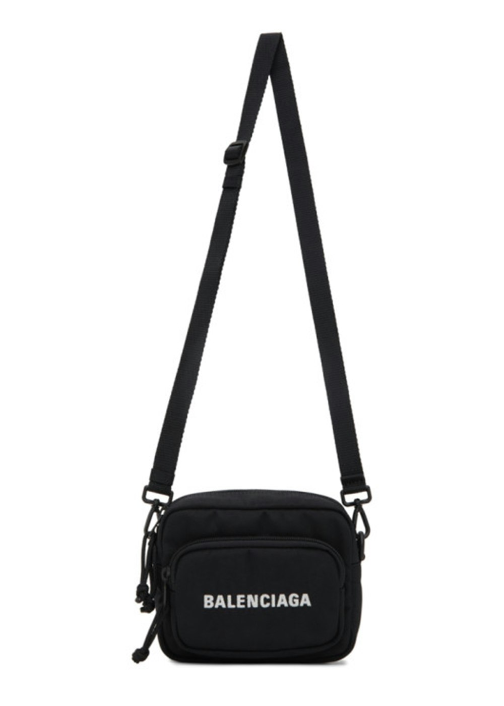 Balenciaga Wheel Logo Embroidered Camera Bag Black in Nylon US