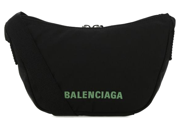 Balenciaga Wheel Sling Shoulder Bag Black in Nylon with Silver