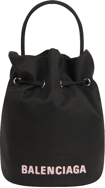 Balenciaga Wheel XS Drawstring Bucket Bag Black in Recycled Nylon with  Silver-tone - US