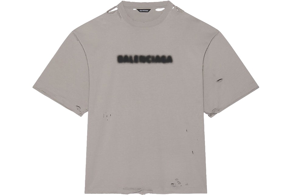 US - Balenciaga Fit T-Shirt Grey Black Wide - Blurry Men\'s AW21