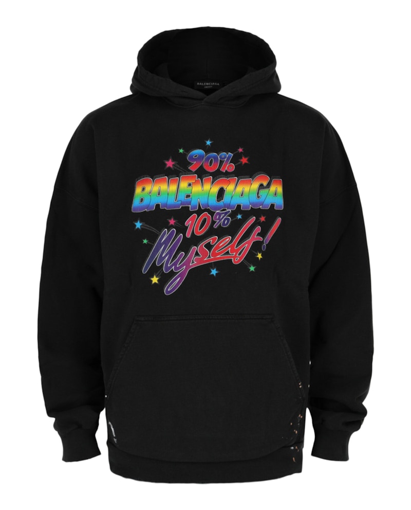 ★【BALENCIAGA】 Large Fit Hood Washed Black★ Balenciaga Large Fit Hoodie in Washed Black & White | FWRD