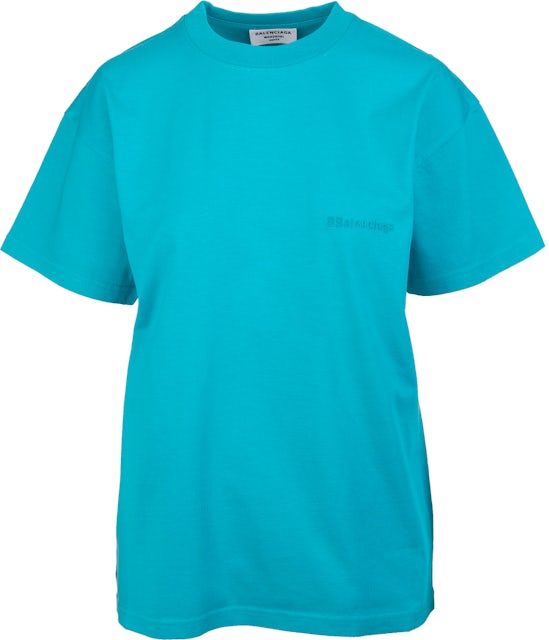 T-shirt Balenciaga Turquoise size S International in Cotton - 19307579