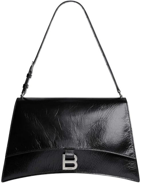 Balenciaga Women's Crush Medium Sling Bag Black in Lambskin Leather - FR