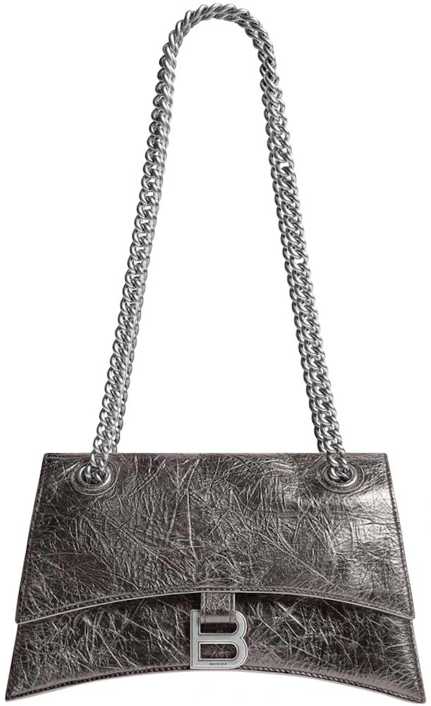 Balenciaga Women's Crush Small Chain Bag Metallized Dark Grey in ...