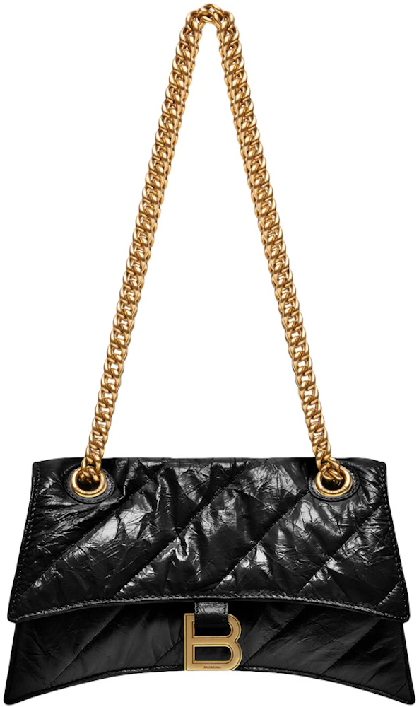 Balenciaga Women's Crush Small Chain Bag Quilted Black in Crushed ...