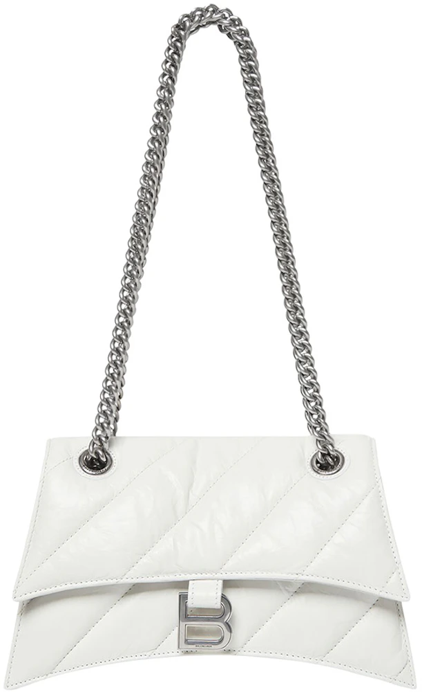 Balenciaga Women's Crush Small Chain Bag Quilted Optic White in