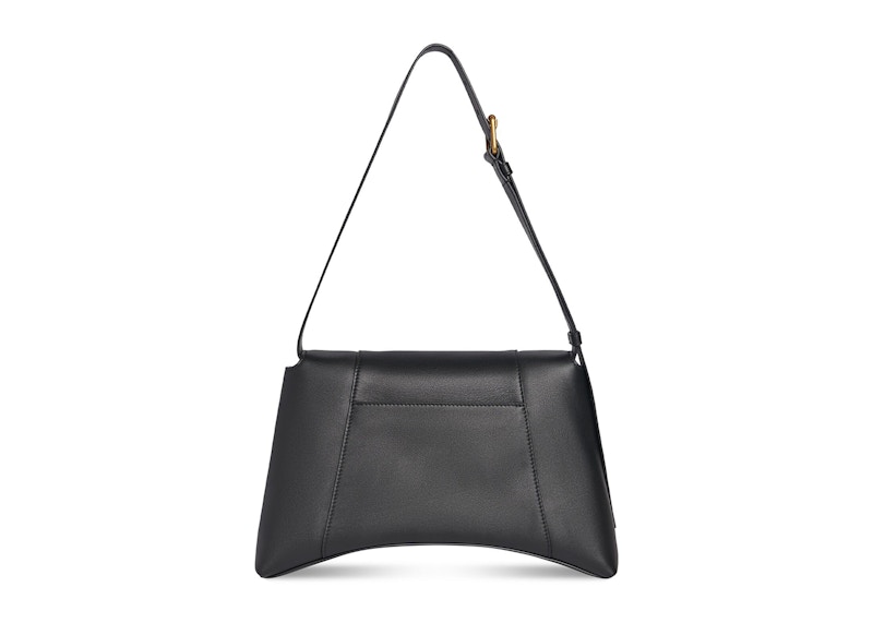 Balenciaga Women's Downtown Medium Shoulder Bag Black in Semi Shiny