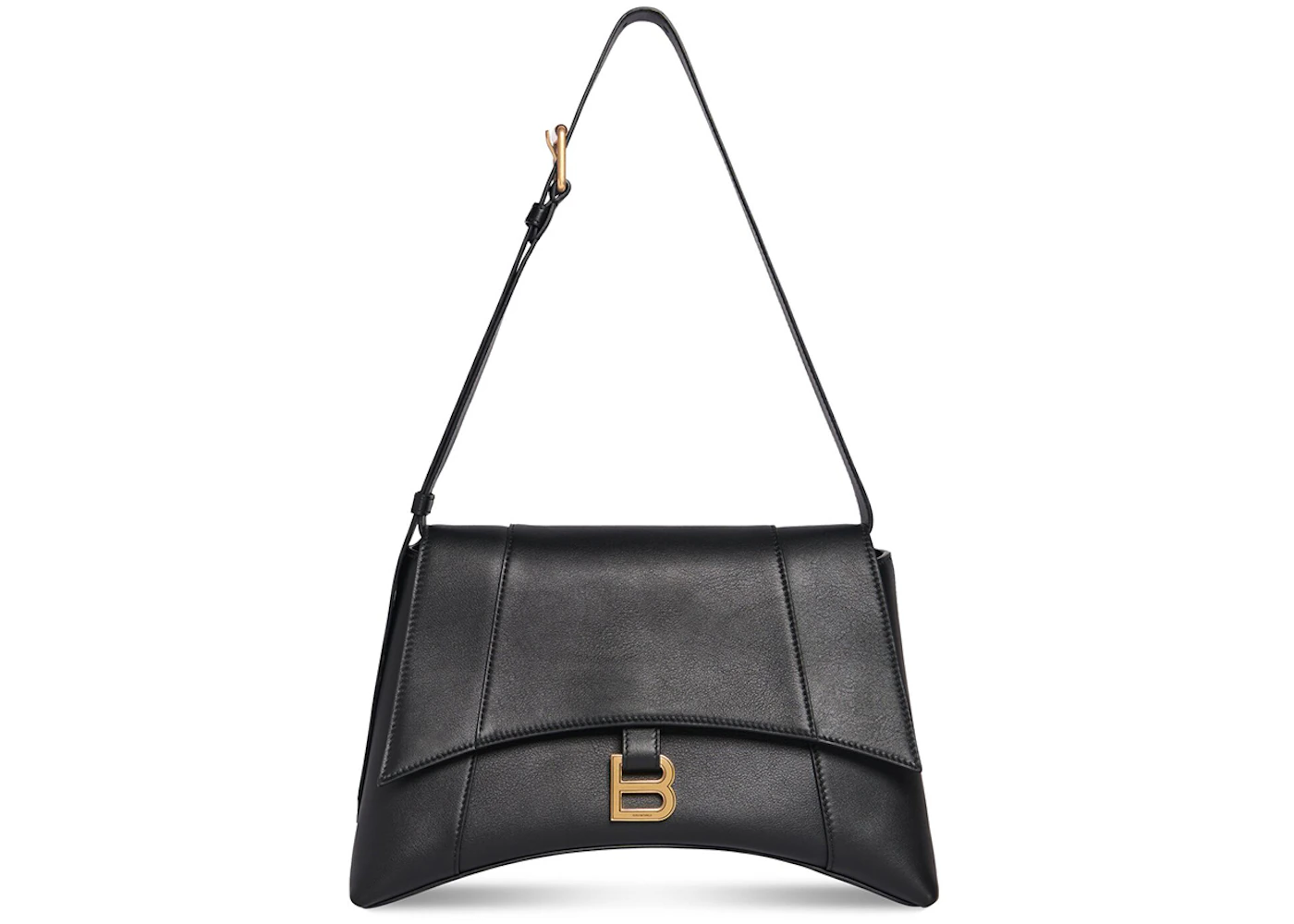 Balenciaga Women's Downtown Medium Shoulder Bag Black in Semi Shiny ...