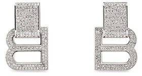 Balenciaga Women's Hourglass Earrings Silver Brass/Rhinestones