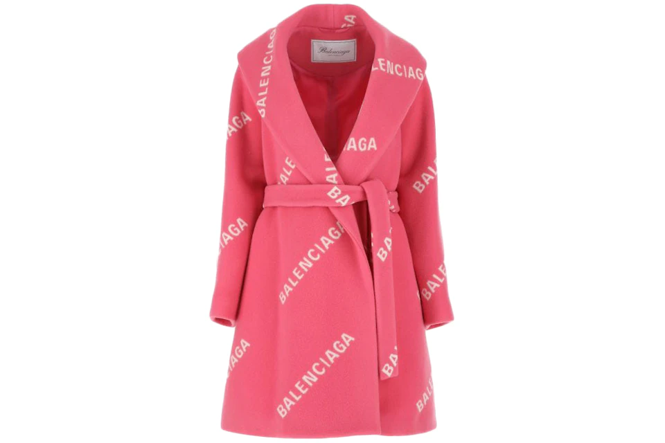 Balenciaga Women Printed Wool Blend Coat Pink