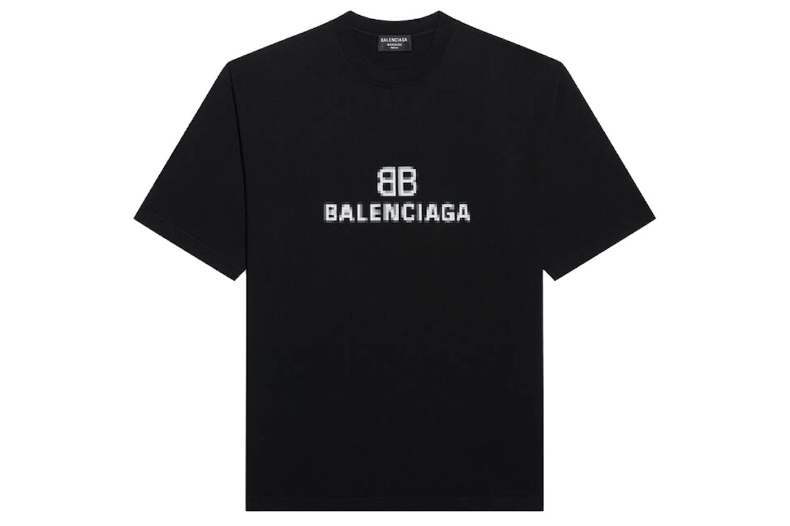 Pre-owned Balenciaga Womens Bb Pixel Medium Fit T-shirt Black